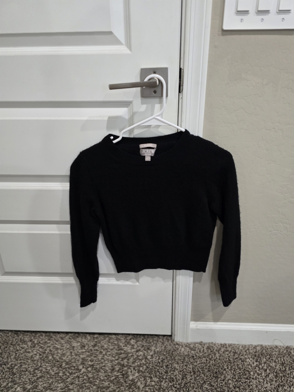 J. Crew Black Cropped Crewneck Sweater